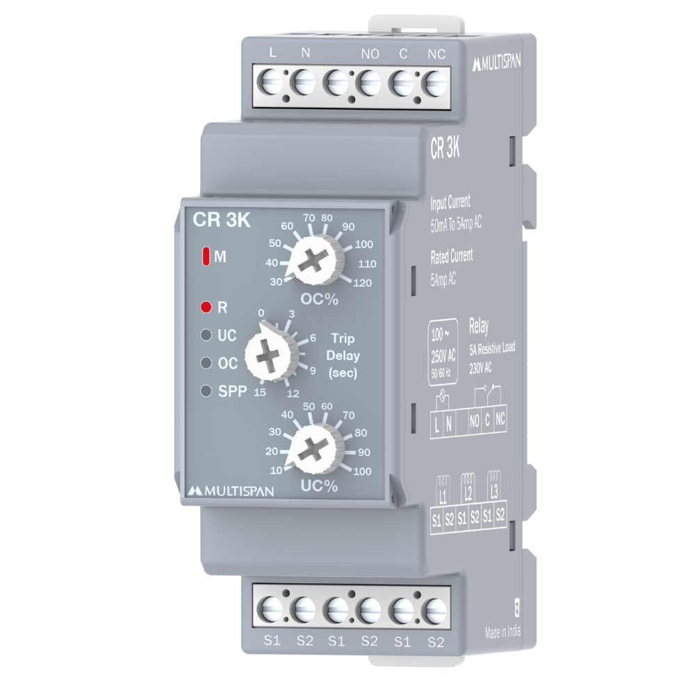 CR-3K Din Rail Mount– Current Protection Relay regular angle image