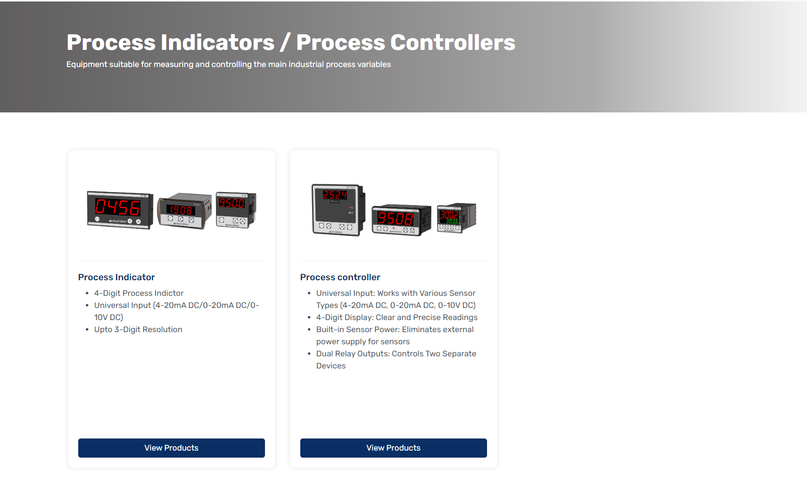 Process Indicators and Controllers for Process Control